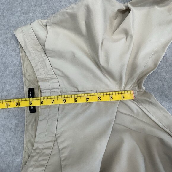 EXPRESS Editor Pants Womens Sz 0 Low Rise Flare Khaki Tan Y2K Cotton Stretch - Picture 8 of 13